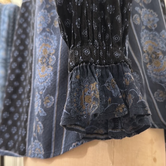 Free People blue floral boho tunic dress long sleeve size XS - Picture 8 of 16